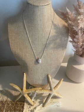 Sterling Silver Oval Pendant Necklace - Silver